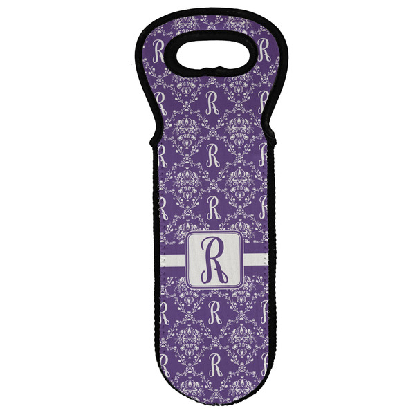 Custom Initial Damask Wine Tote Bag (Personalized)