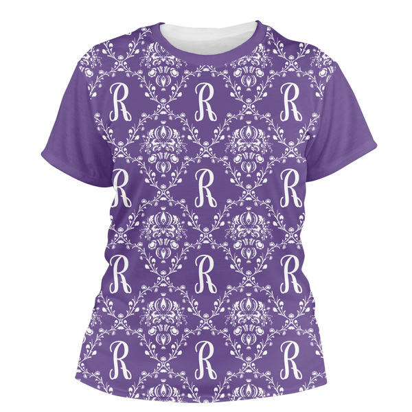 Custom Initial Damask Women's Crew T-Shirt - Small (Personalized)