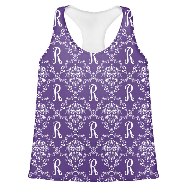 Custom Initial Damask Womens Racerback Tank Top - 2X Large (Personalized)