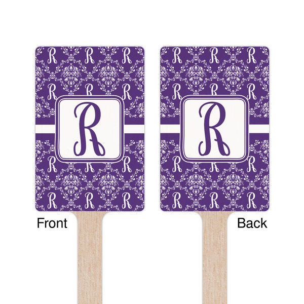 Initial Damask Wooden 6.25" Stir Stick - Rectangular - Double Sided - Front & Back