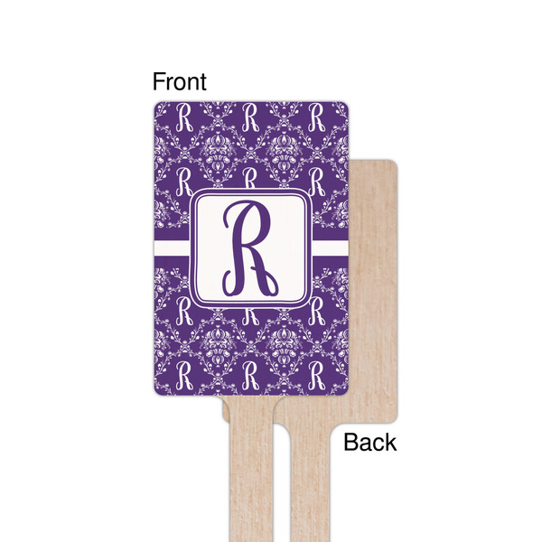 Initial Damask Wooden 6.25" Stir Stick - Rectangular - Single - Front & Back