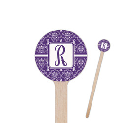 Initial Damask 7.5" Round Wooden Stir Sticks - Single Sided