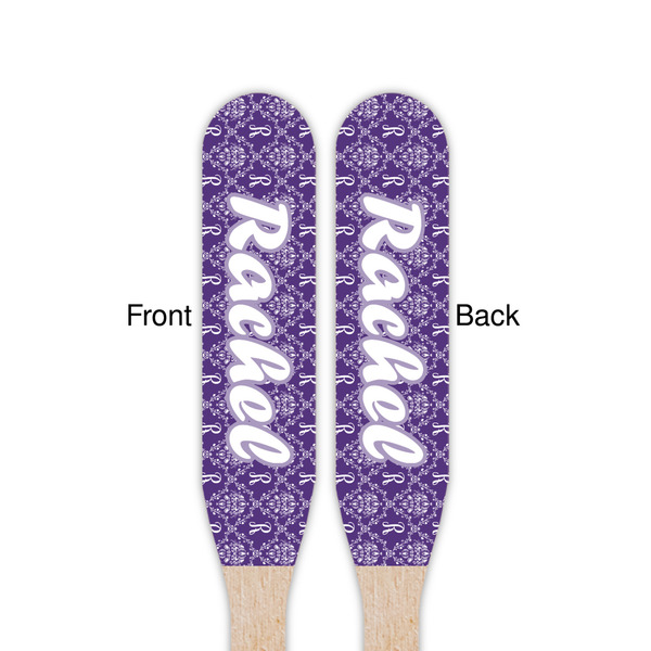 Initial Damask Wooden Food Pick - Paddle - Double Sided - Front & Back