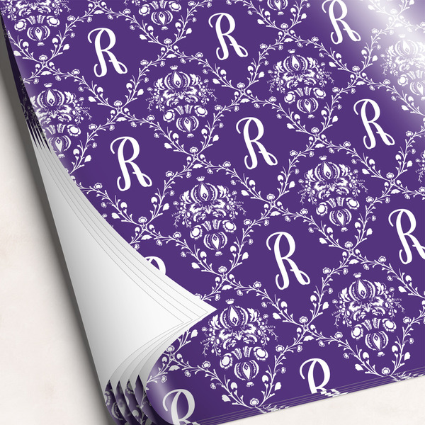 Custom Initial Damask Wrapping Paper Sheets
