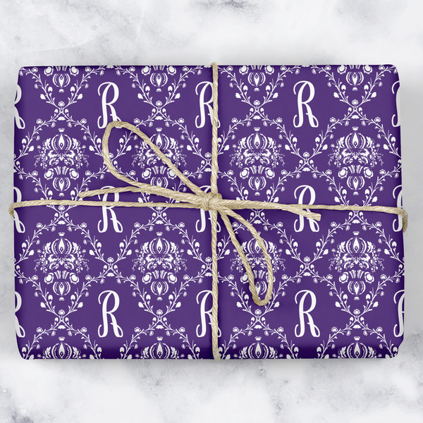 Custom Initial Damask Wrapping Paper