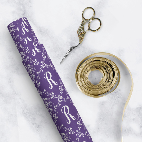 Initial Damask Wrapping Paper Roll - Matte - In Context