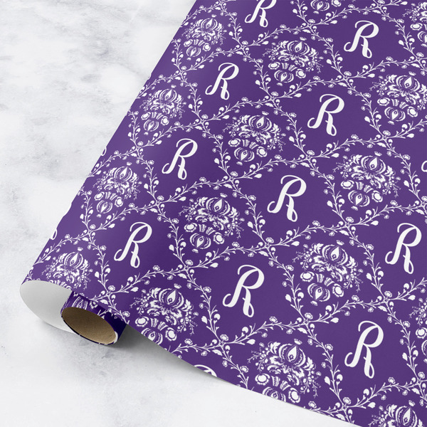 Custom Initial Damask Wrapping Paper Roll - Small