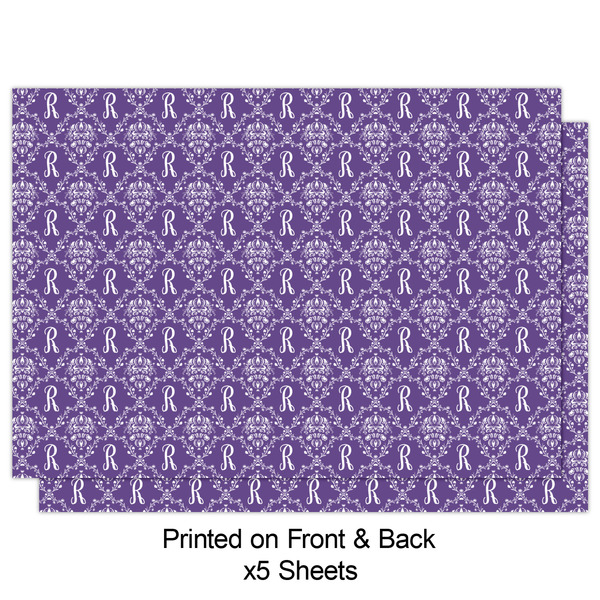 Initial Damask Wrapping Paper Sheet - Double Sided - Front