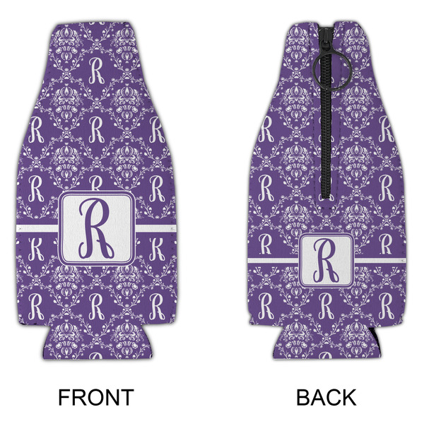 Initial Damask Zipper Bottle Cooler - APPROVAL