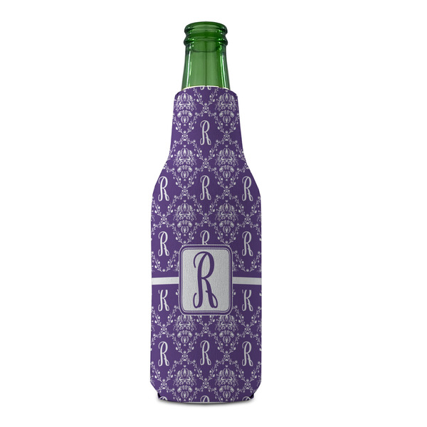 Initial Damask Zipper Bottle Cooler - FRONT (bottle)