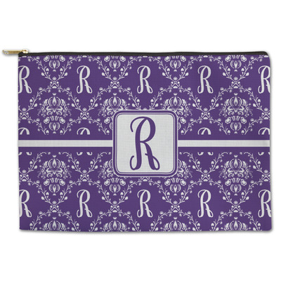Initial Damask Zipper Pouch - Large - 12.5"x8.5" (Personalized)