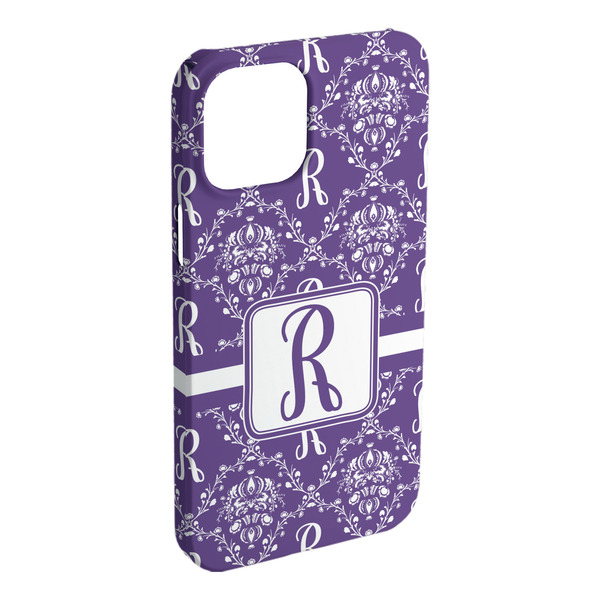 Custom Initial Damask iPhone Case - Plastic - iPhone 15 Plus
