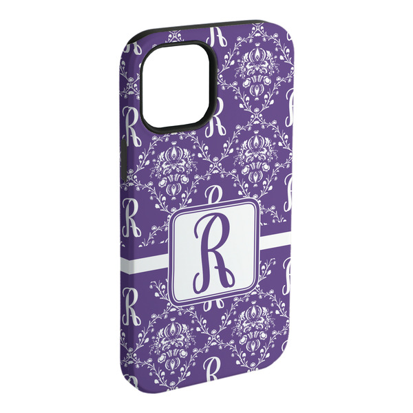 Custom Initial Damask iPhone Case - Rubber Lined
