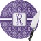 Personalized Initial Damask 8 Inch Small Glass Cutting Board