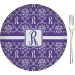 Initial Damask 8" Glass Appetizer / Dessert Plates - Single or Set (Personalized)