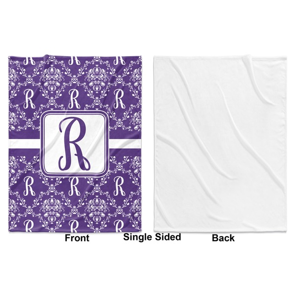 Personalized Initial Damask Baby Blanket (Single Side - Printed Front, White Back)
