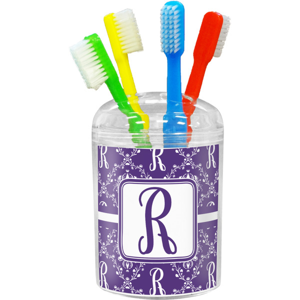 Custom Initial Damask Toothbrush Holder (Personalized)