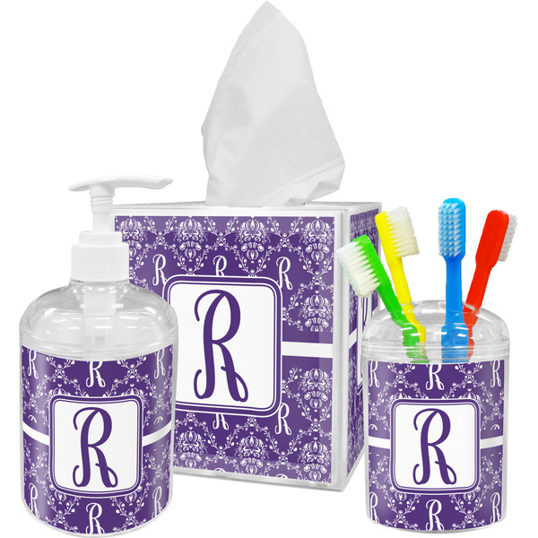 Personalized Initial Damask Bathroom Accessories Set (Personalized)