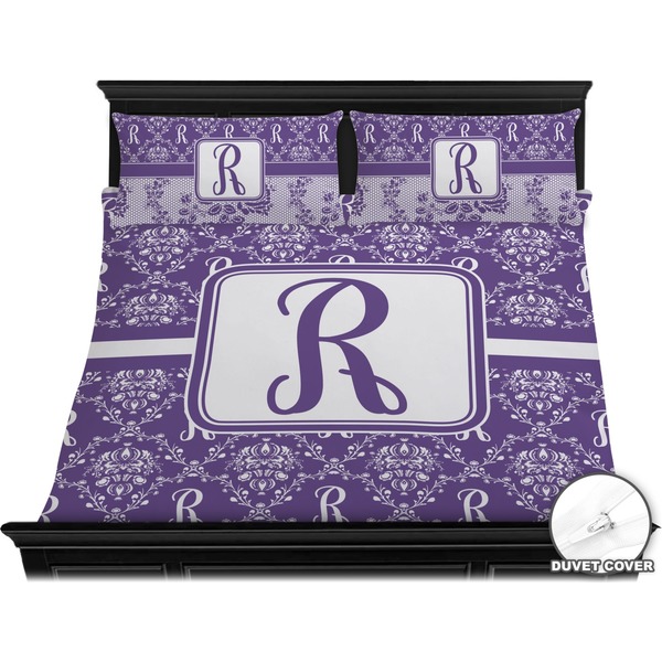 Personalized Initial Damask Bedding Set (King) - Duvet