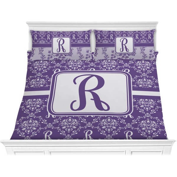 Custom Initial Damask Comforter Set - King (Personalized)