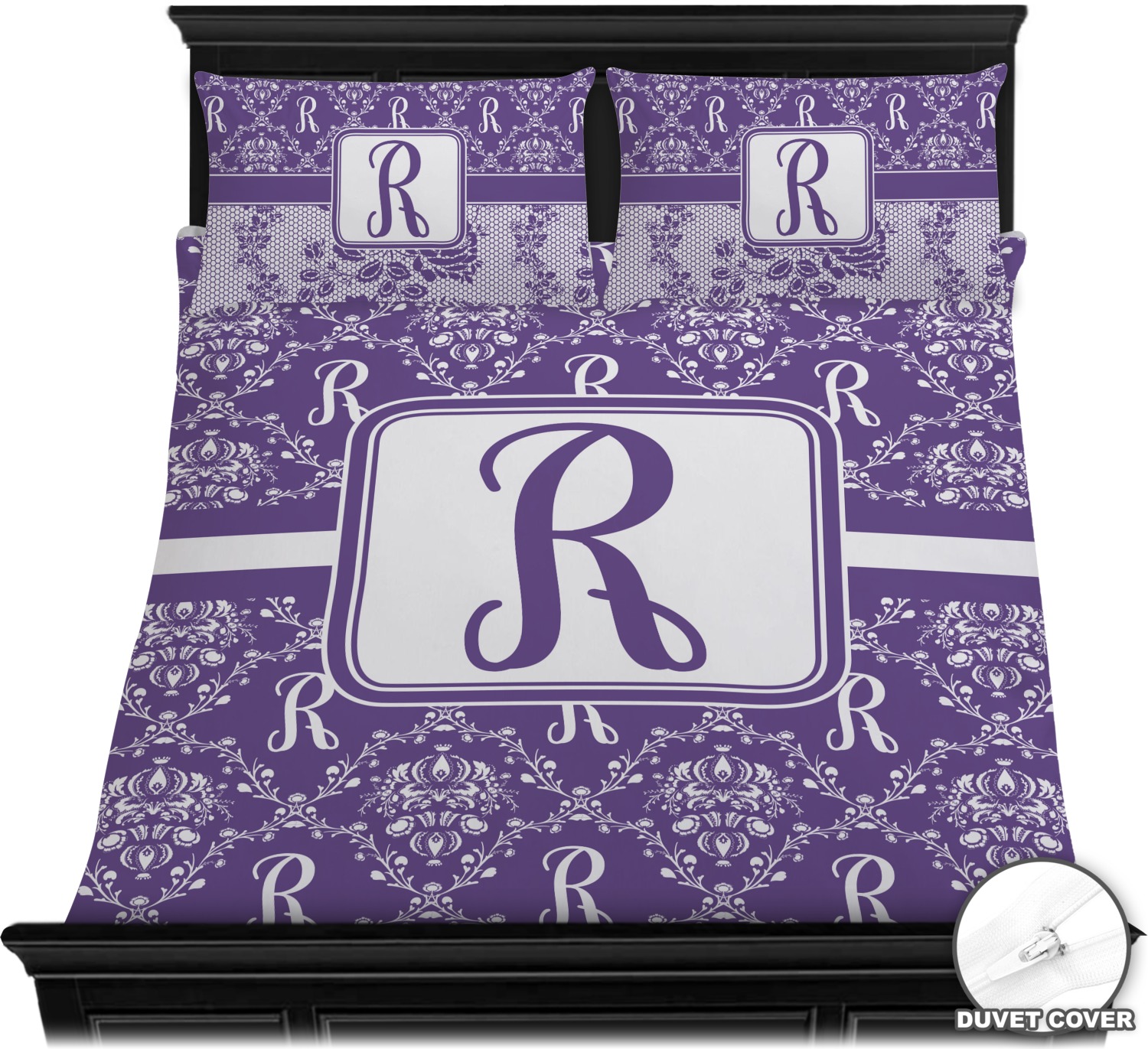 Initial Damask Duvet Covers Personalized Youcustomizeit