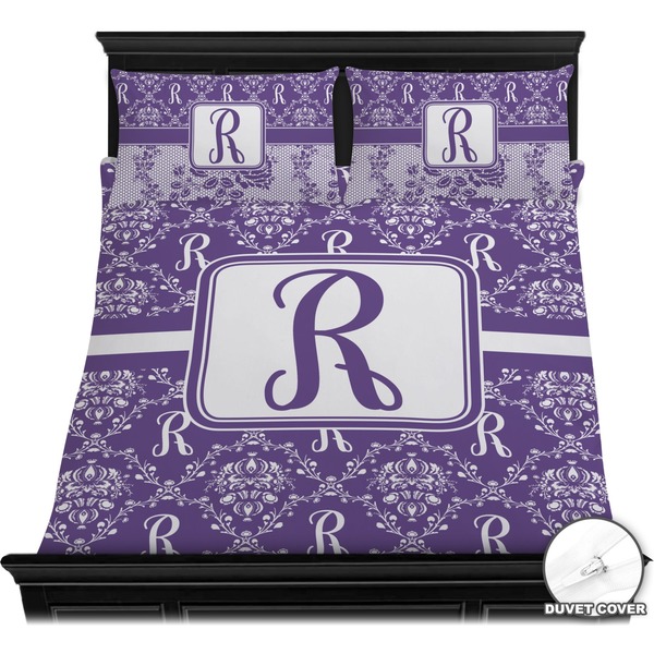 Personalized Initial Damask Bedding Set (Queen) - Duvet