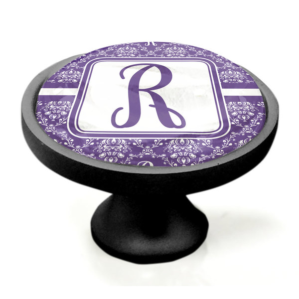 Personalized Initial Damask Black Custom Cabinet Knob (Side)