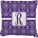 Initial Damask Faux-Linen Throw Pillow 16" (Personalized)