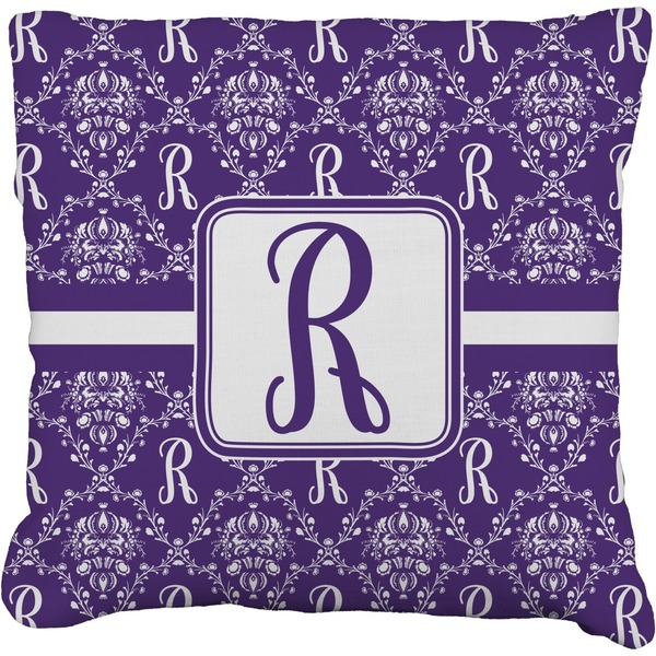 Custom Initial Damask Faux-Linen Throw Pillow 16" (Personalized)