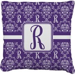 Initial Damask Faux-Linen Throw Pillow 18" (Personalized)