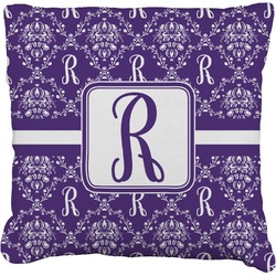 Initial Damask Faux-Linen Throw Pillow 18" (Personalized)