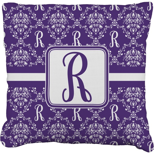 Custom Initial Damask Faux-Linen Throw Pillow 18" (Personalized)