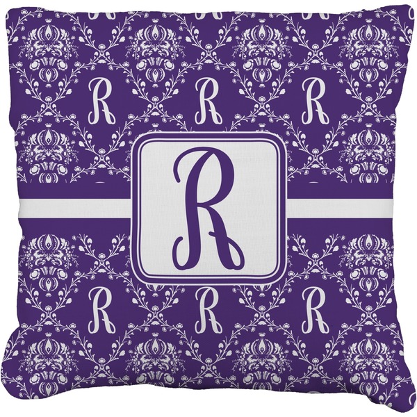 Custom Initial Damask Faux-Linen Throw Pillow 20" (Personalized)