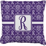 Initial Damask Faux-Linen Throw Pillow 26" (Personalized)