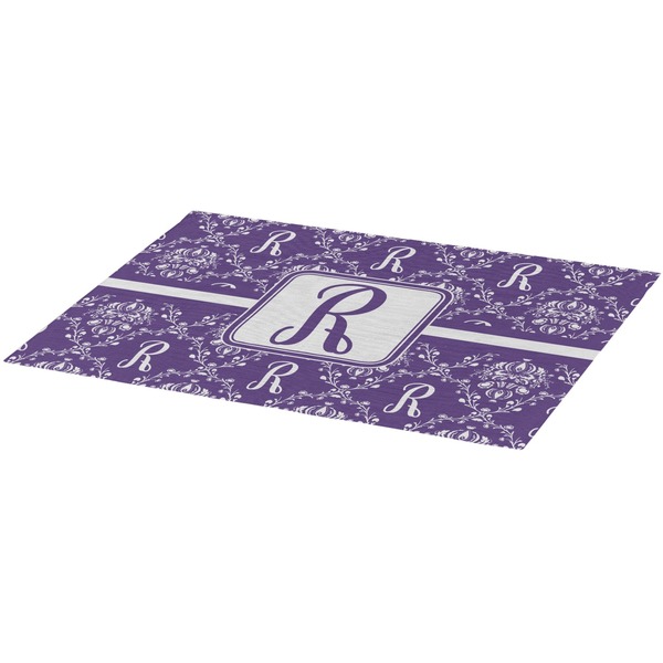 Personalized Initial Damask Burlap Placemat (Angle View)