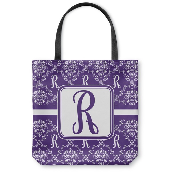 Custom Initial Damask Canvas Tote Bag - Small - 13"x13" (Personalized)