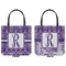 Personalized Initial Damask Canvas Tote - Front and Back