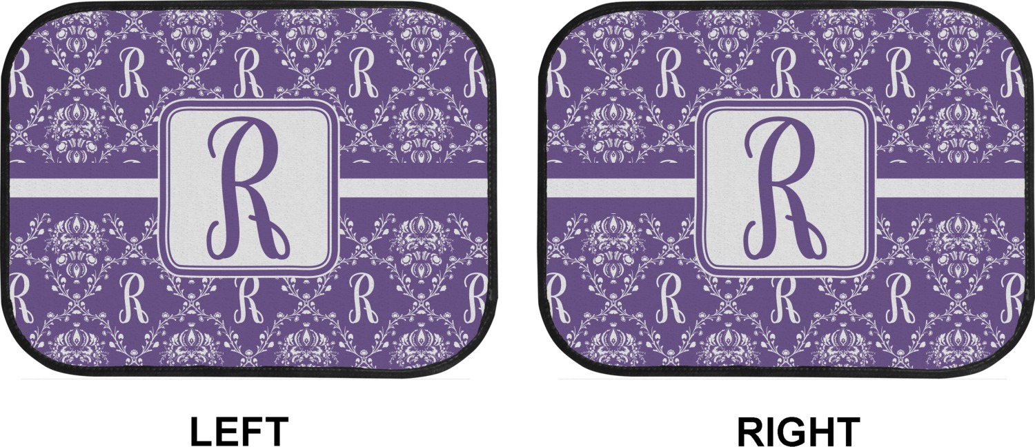 Custom Initial Damask Car Floor Mats (Back Seat) (Personalized