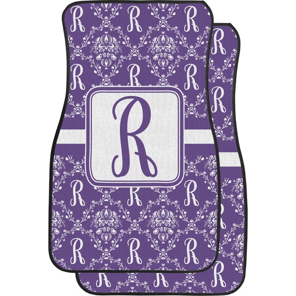 Custom Initial Damask Car Floor Mats (Front Seat) (Personalized)