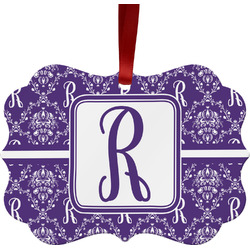 Initial Damask Metal Frame Ornament - Double Sided