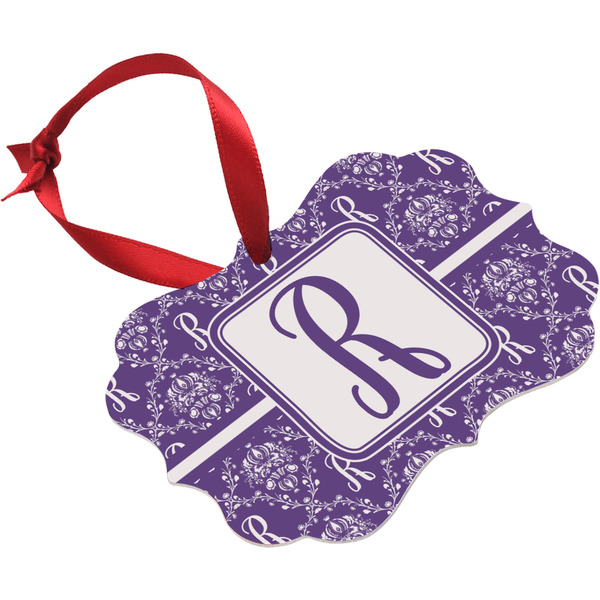 Personalized Initial Damask Christmas Ornament
