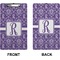 Personalized Initial Damask Clipboard (Legal) (Front + Back)