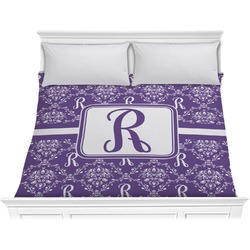 Initial Damask Comforter - King (Personalized)