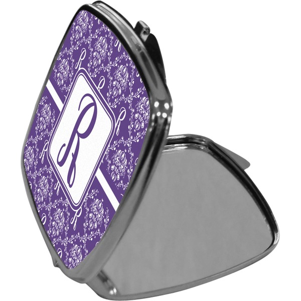 Personalized Initial Damask Compact Mirror (Side View)