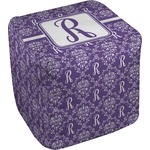 Initial Damask Cube Pouf Ottoman (Personalized)
