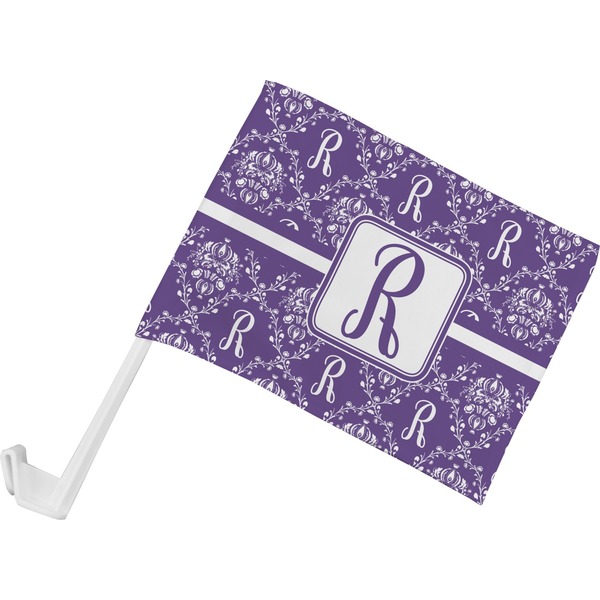 Custom Initial Damask Car Flag - Small