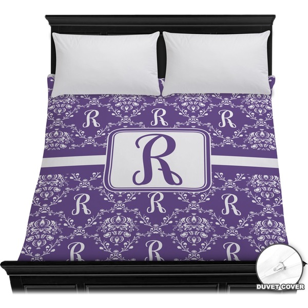 Custom Initial Damask Duvet Cover - Full / Queen (Personalized)