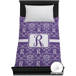 Initial Damask Duvet Cover - Twin (Personalized)