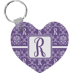 Initial Damask Heart Plastic Keychain