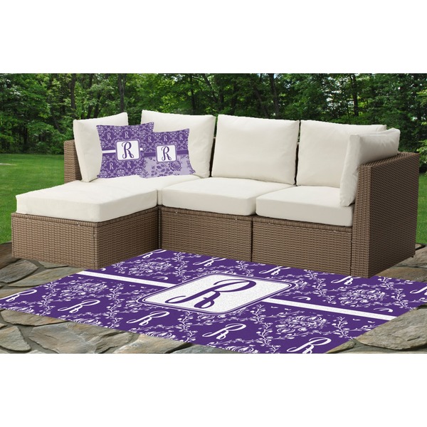 Personalized Initial Damask Outdoor Mat & Cushions